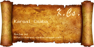 Karsai Csaba névjegykártya